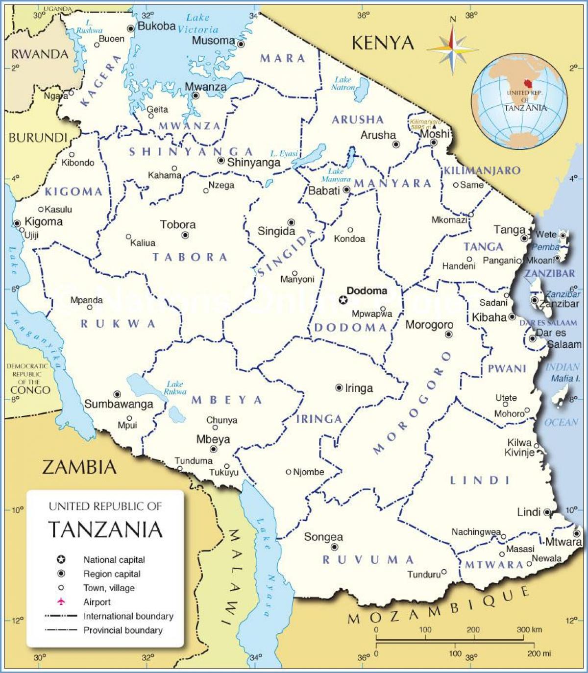 τανζανία διοικητικό χάρτη