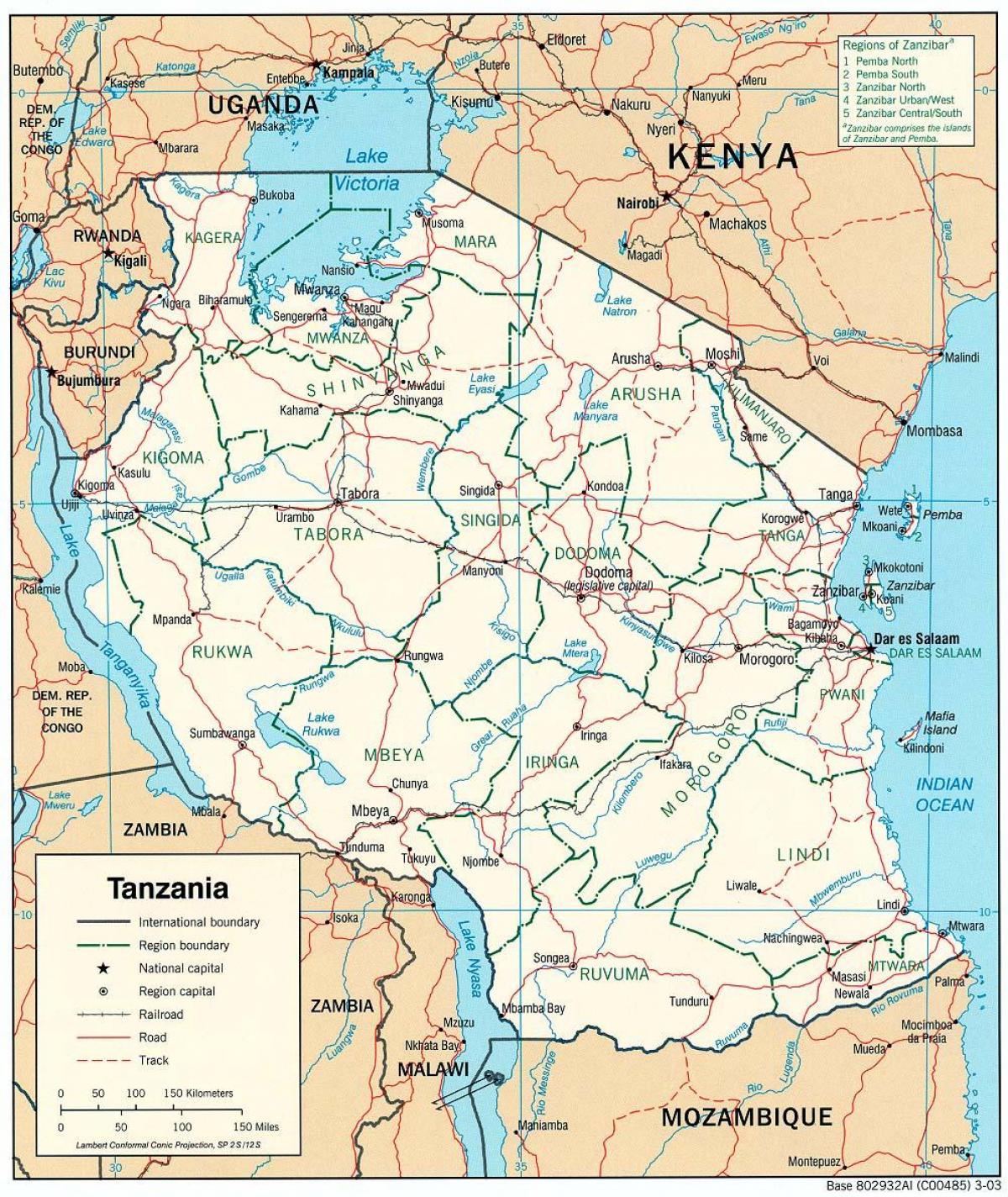 χάρτης της τανζανίας με πόλεις