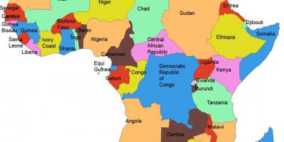 Χάρτης της αφρικής δείχνει τανζανία