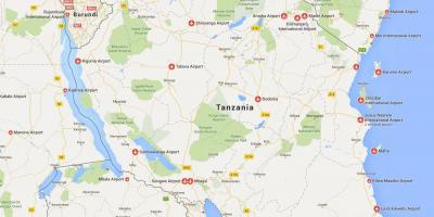 Χάρτης της τανζανίας αεροδρόμια 