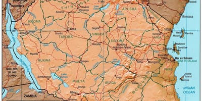 Χάρτης της τανζανίας που δείχνει τα ιστορικά μνημεία