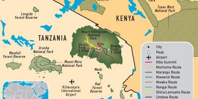 Χάρτης του κιλιμάντζαρο, τανζανία